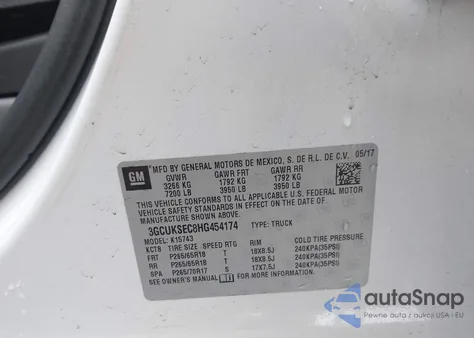 2017 Chevrolet Silverado 1500 2Lz from USA, damaged, VIN 3GCUKSEC8HG454174